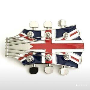 Union Jack British Guitar Rocker Belt Buckle